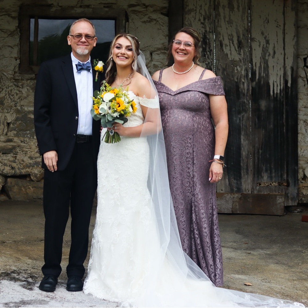 Purple/mauve lace mother of the bride/grr dress from David’s bridal